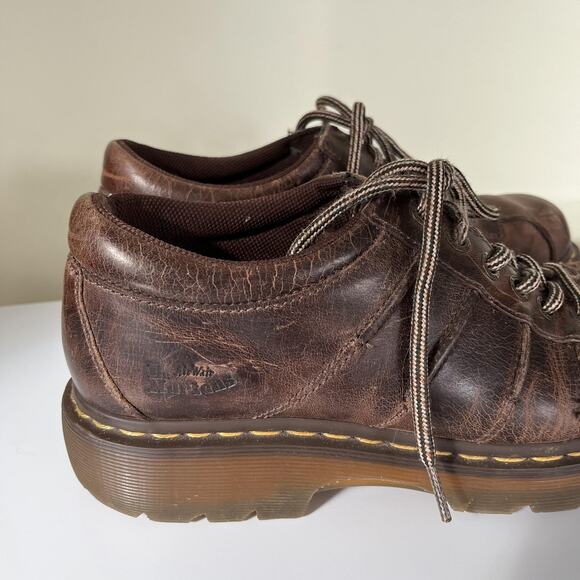 Dr. Martens Shoes Mens Size 10 Brown Leather Lug Sole Oxford Work AirWair 11339 - Picture 5 of 11